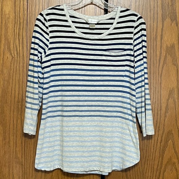 Christopher & Banks Ombre Heather Stripe ¾ Tee - Picture 1 of 3